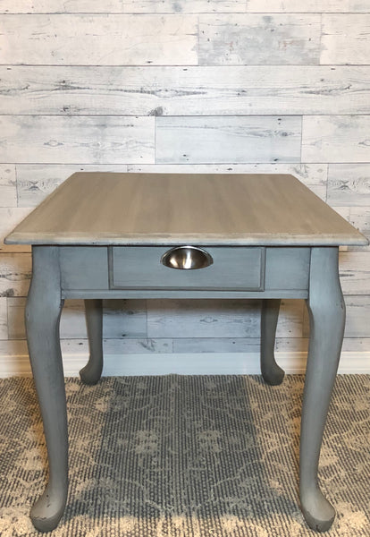 Cute Shabby Chic Gray Side Tables with Decorative Drawer