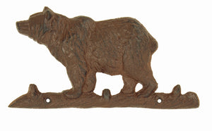 Big Bear Key Rack - Triple Hook - Antique Brown