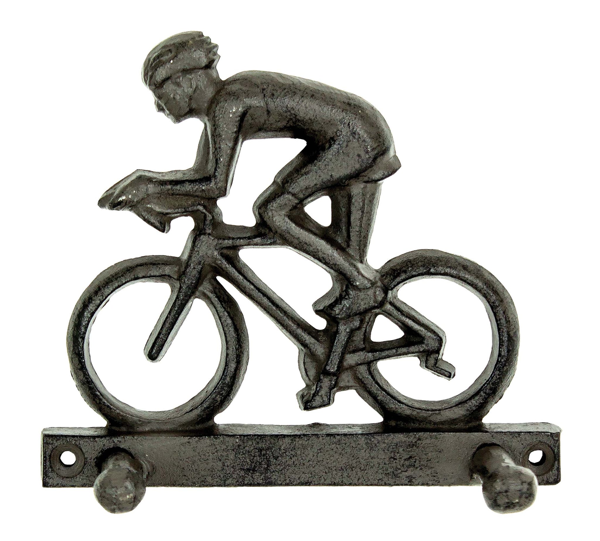 Bicyclist Key Rack - Double Hook - Antique Brown