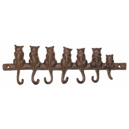 Cat Hook - Cat Family - Seven Hooks - Antique Brown