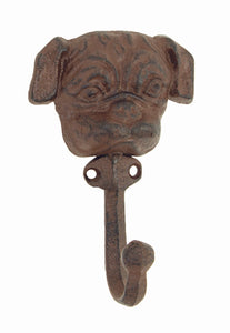 Dog Hook - Single Hook - Pug - Antique Brown