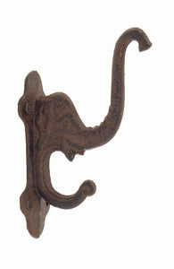 Elephant Double Hook - Antique Brown