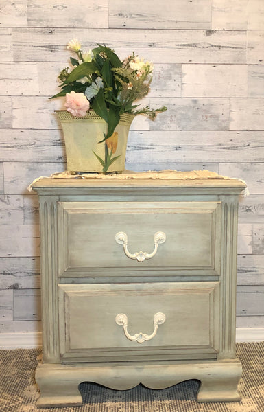 One-Of-A-Kind - Shabby Chic - Antique Green - Bedside Table