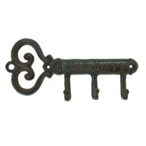 Heart Shaped Key to Happiness - Antique Brown - Wall Hook