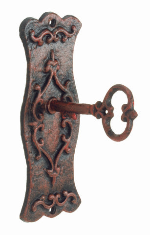 Key Hook - Vintage Red/Green Patina - Single Hook