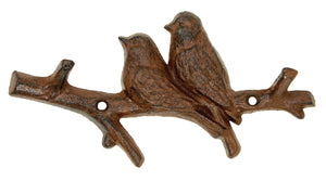 Love Birds on Tree Branch - Two Hooks - Antique Brown