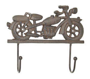 Vintage Motorcycle Hook - Double Hook - Antique Brown