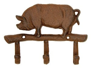 Piggy - Pig Hook - Three Hooks - Antique Brown