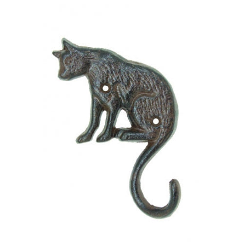 Sitting Cat Hook - Single Hook - Antique Brown
