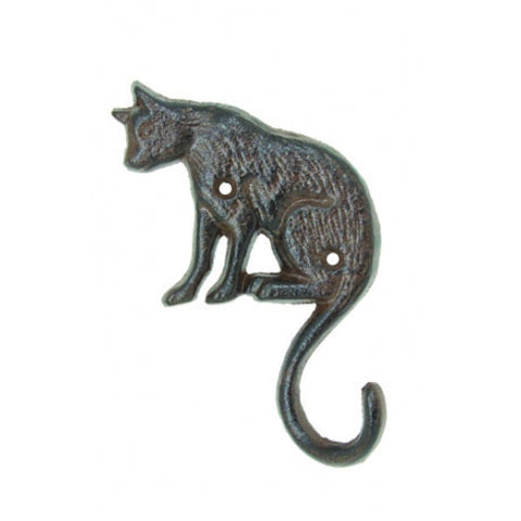Sitting Cat Hook - Single Hook - Antique Brown