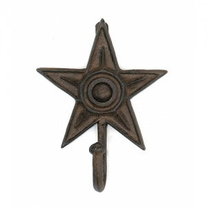 Large Western Star Hook - Single Hook - Antique Brown