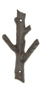 Tree Branch Hook - Two Hooks - Antique Brown