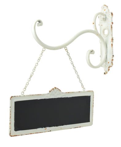 Vintage White Chalkboard Sign with Hook and Chain