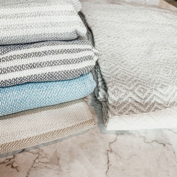 Peshtemal Towels Handmade, Gray Diamond, Oversized Beach & Decorative Towels - Artisan Made