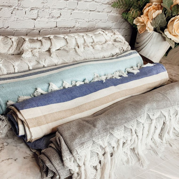 Peshtemal Towels Handmade, Gray Diamond, Oversized Beach & Decorative Towels - Artisan Made