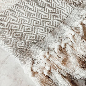 Peshtemal Towels Handmade, Gray Diamond, Oversized Beach & Decorative Towels - Artisan Made