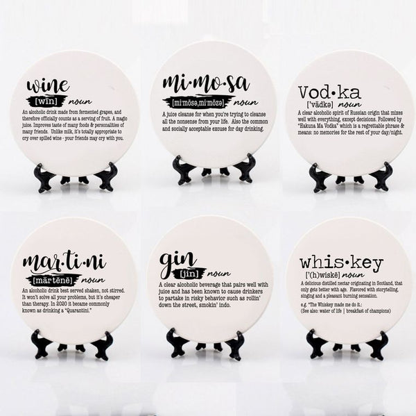 Funny Wine Definition | Handmade Ceramic Coaster