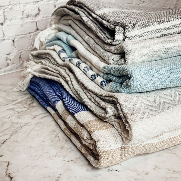 Peshtemal Towels Handmade, Gray Diamond, Oversized Beach & Decorative Towels - Artisan Made