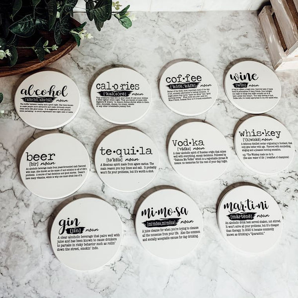 Funny Wine Definition | Handmade Ceramic Coaster