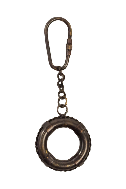 Antique Brass Life Preserver Keychain