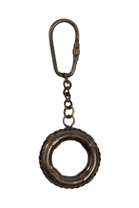 Antique Brass Life Preserver Keychain