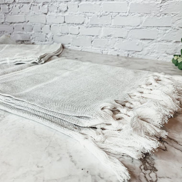 Peshtemal Towels Handmade, Gray Diamond, Oversized Beach & Decorative Towels - Artisan Made