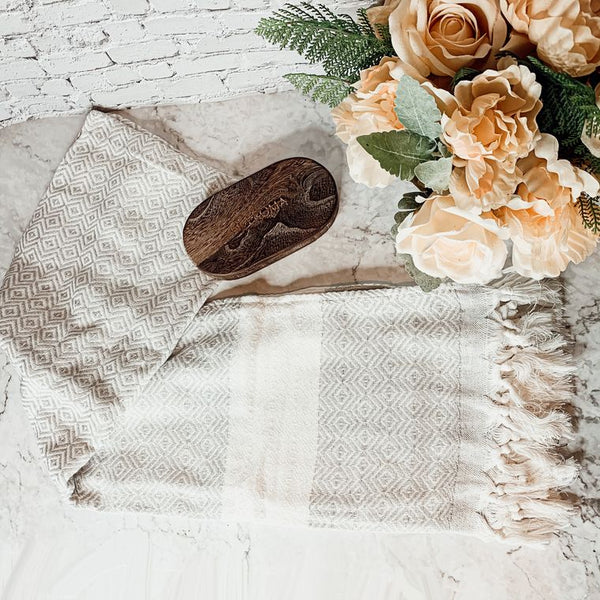 Peshtemal Towels Handmade, Gray Diamond, Oversized Beach & Decorative Towels - Artisan Made